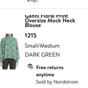 Ganni Green and Off-white Floral Blouse